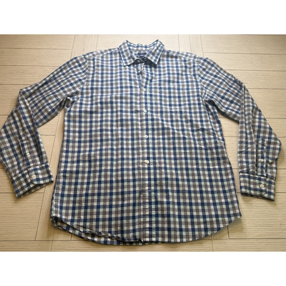 Gap Mens Classic Fit‎ Long Sleeve Button Up Blue Plaid Shirt Size Large